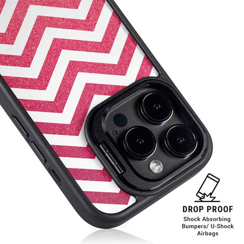 Pink Chevron iPhone 15 Pro Kickstand Case